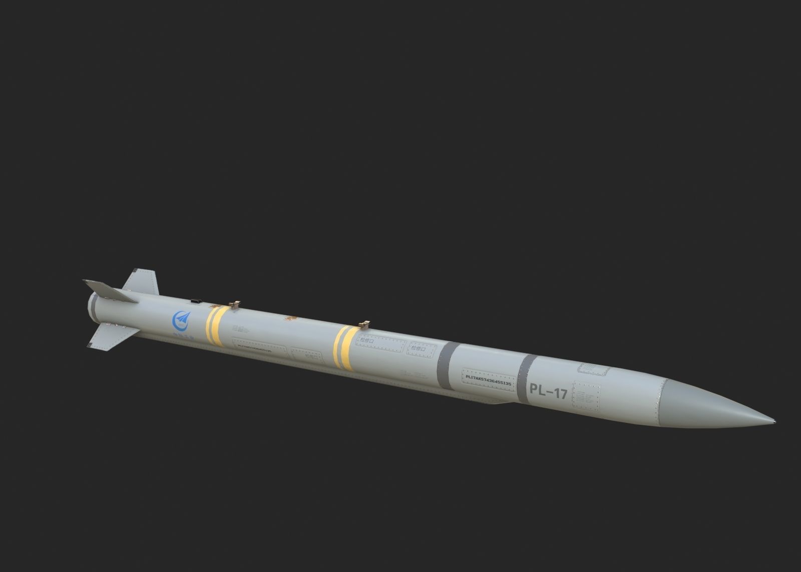 PL-17 Chinese PL17 BVR Air to Air Missile Low-poly 3D model_2