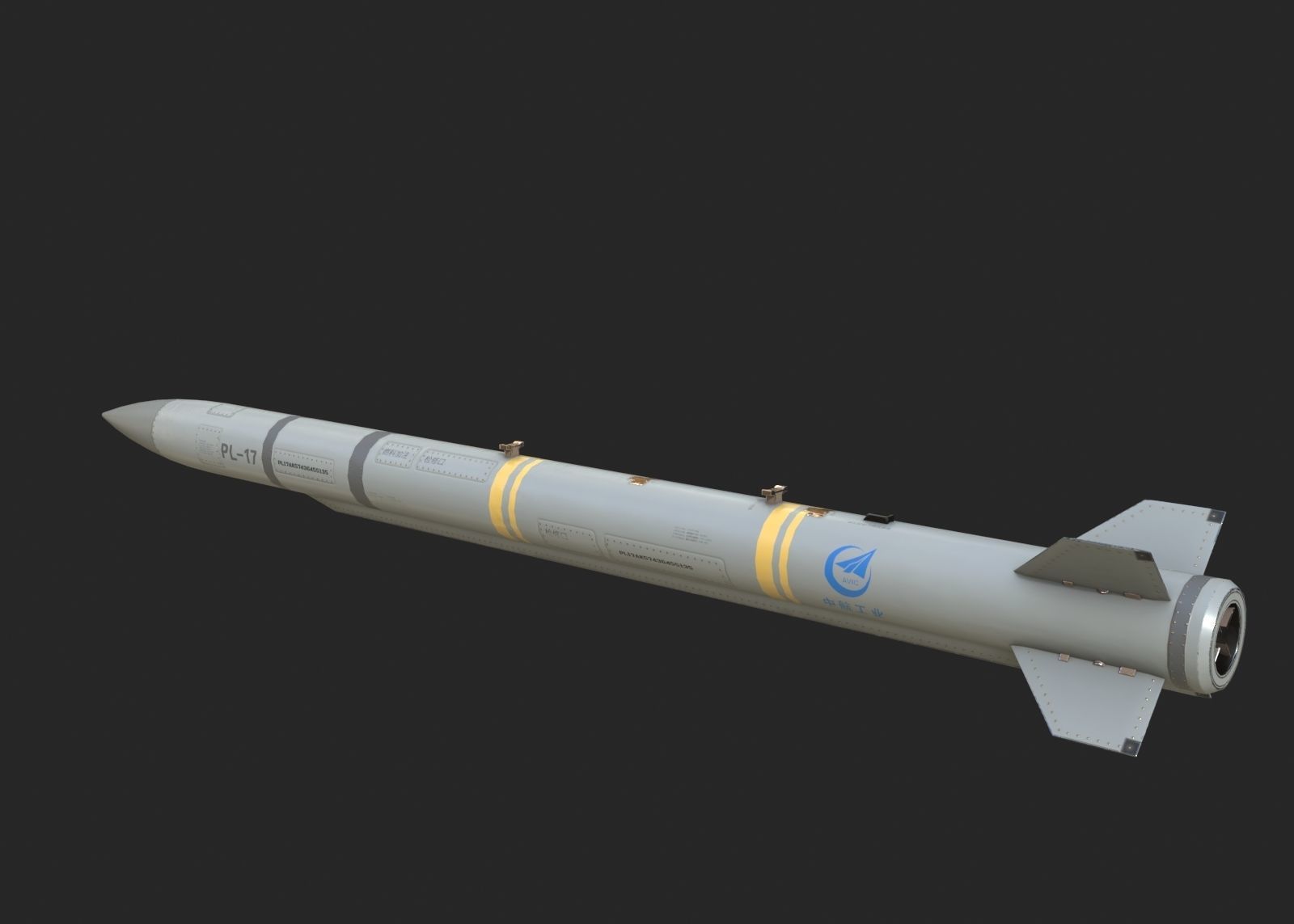 PL-17 Chinese PL17 BVR Air to Air Missile Low-poly 3D model_4