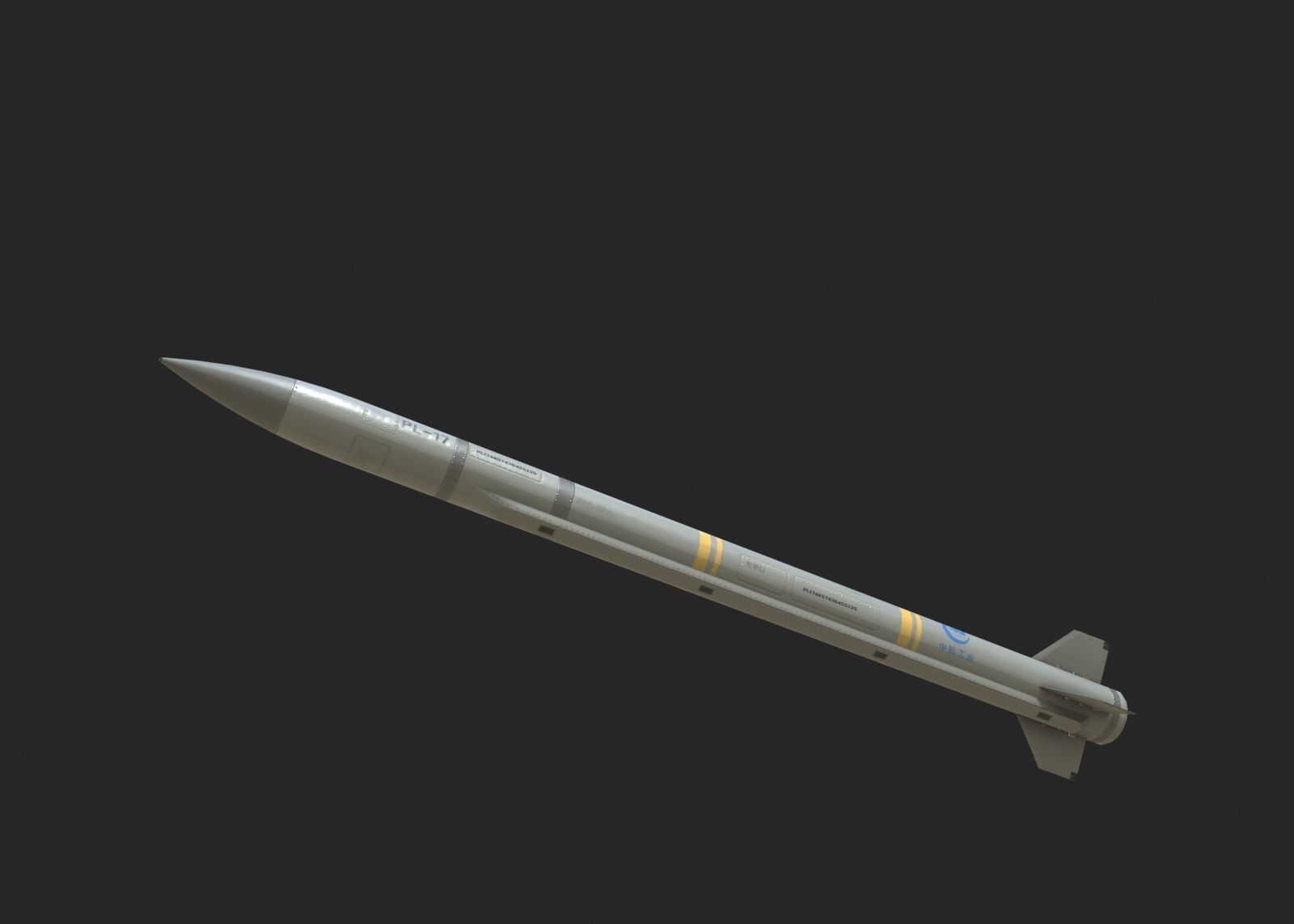 PL-17 Chinese PL17 BVR Air to Air Missile Low-poly 3D model_9