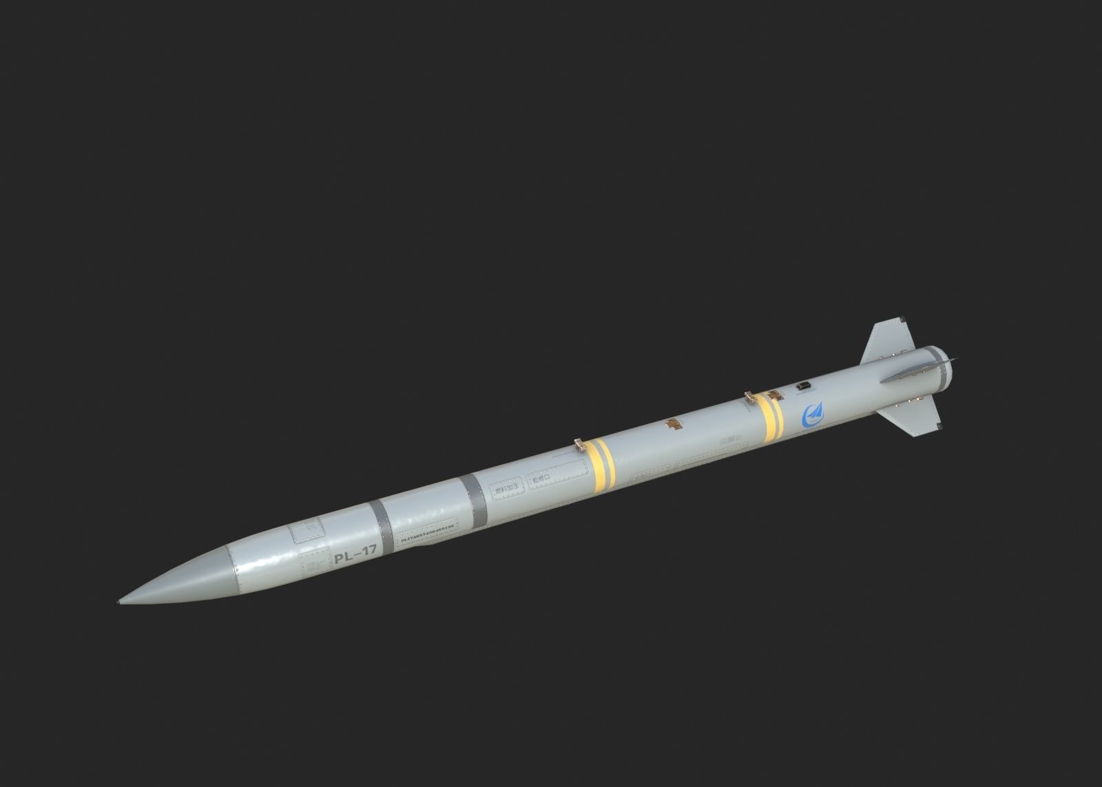 PL-17 Chinese PL17 BVR Air to Air Missile Low-poly 3D model_8