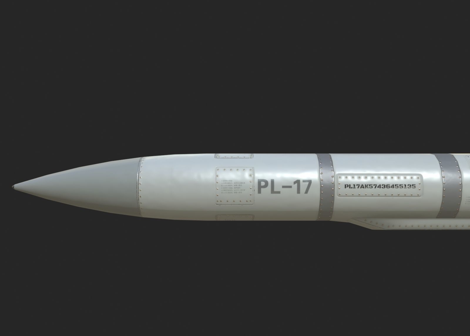 PL-17 Chinese PL17 BVR Air to Air Missile Low-poly 3D model_5