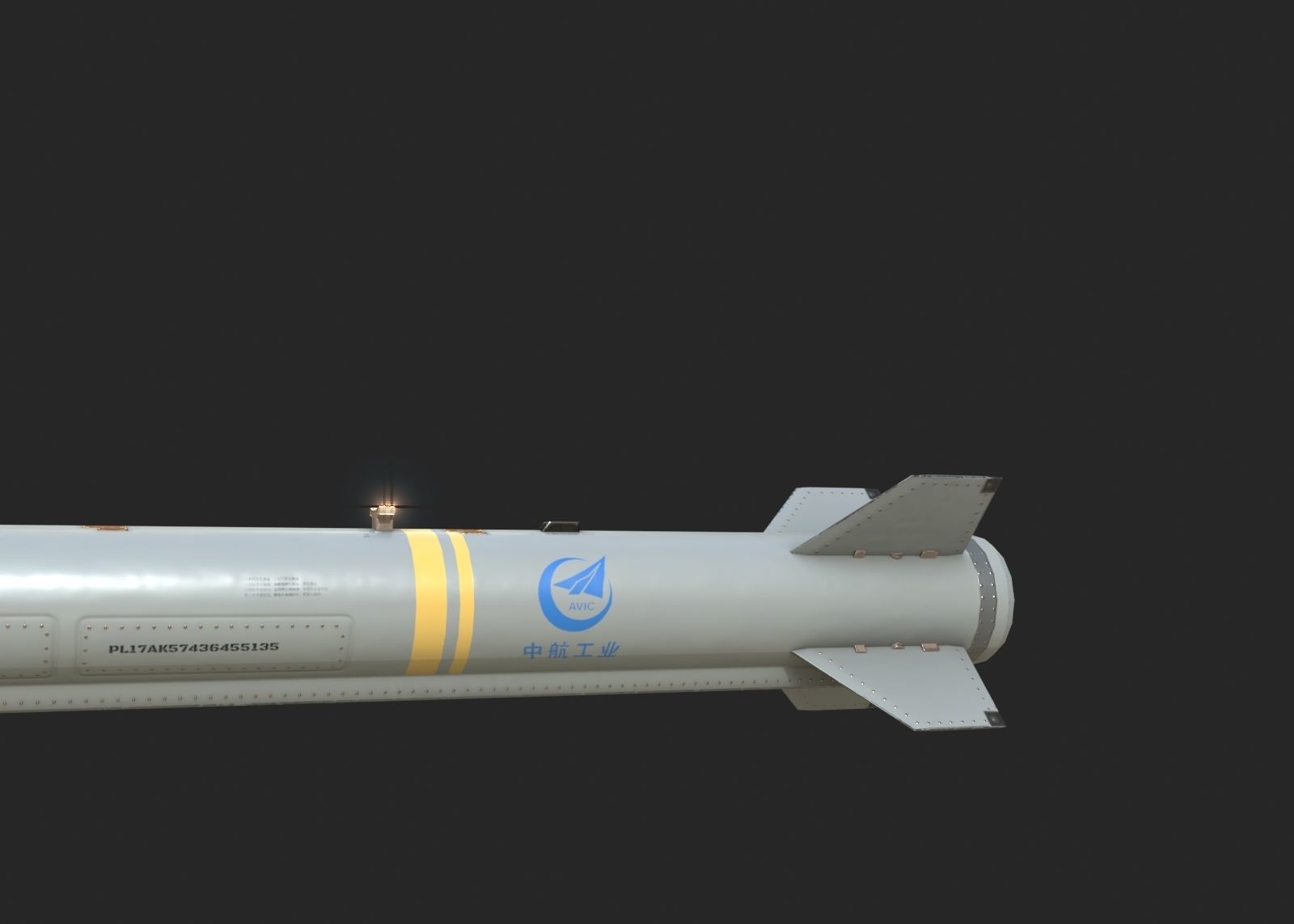 PL-17 Chinese PL17 BVR Air to Air Missile Low-poly 3D model_7