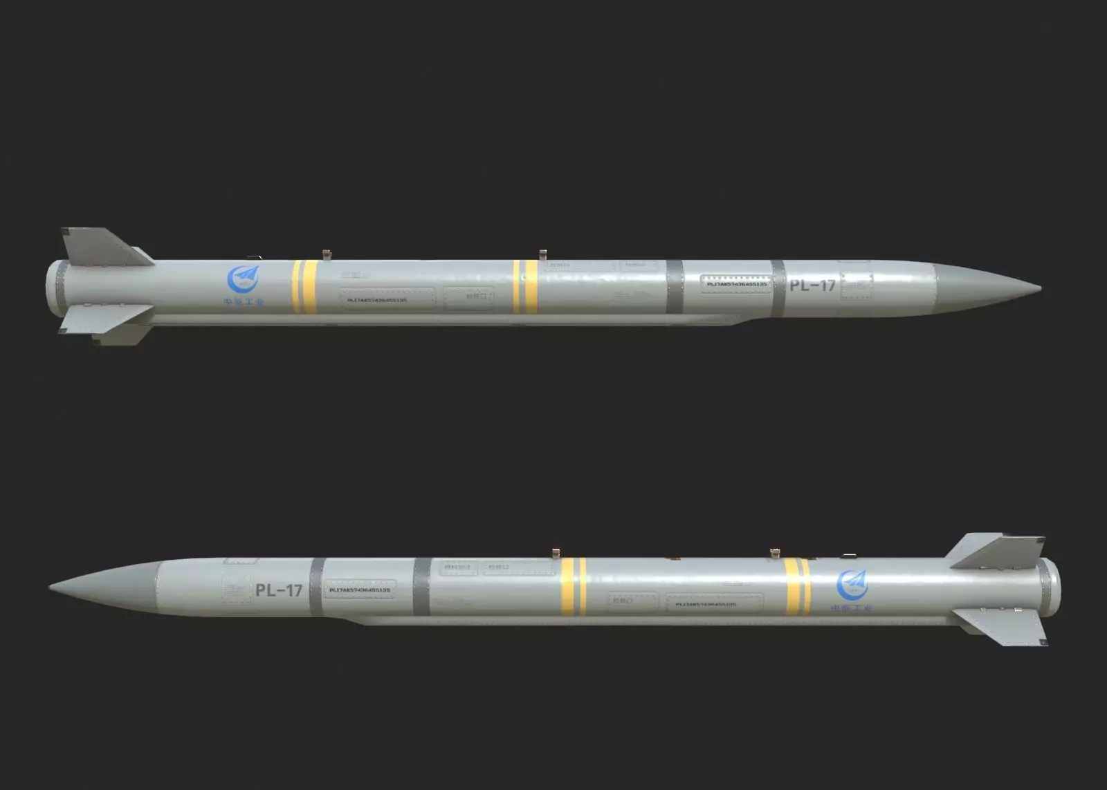 PL-17 Chinese PL17 BVR Air to Air Missile Low-poly 3D model_0