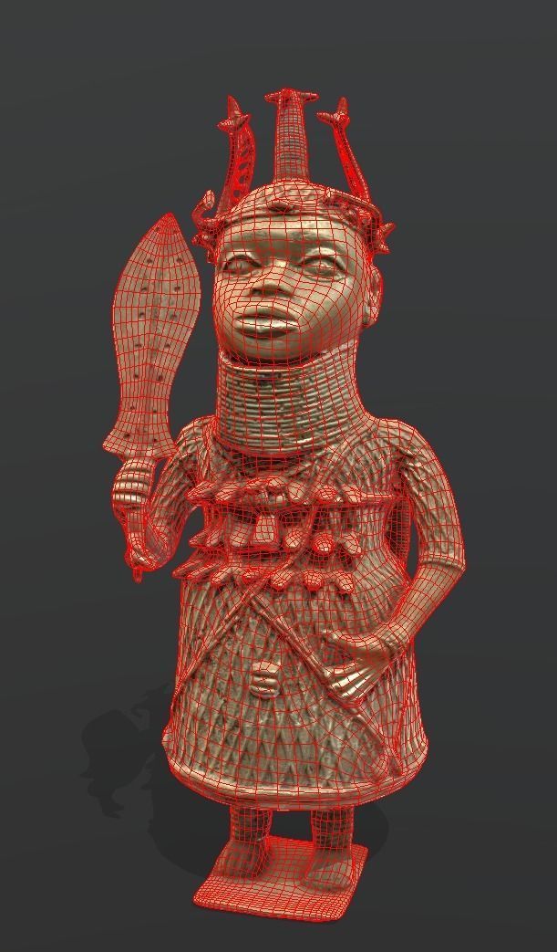 Oba of Benin Statue Low-poly 3D model_4
