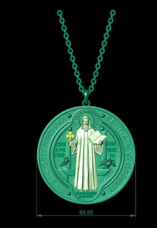 Saint Benedict Medal Pendant 3D Model 3D print model_1