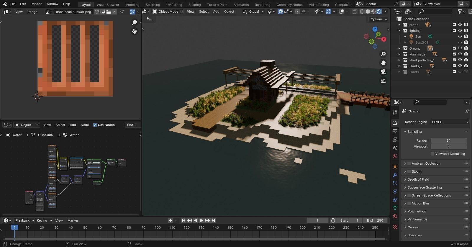 Minecraft island Low-poly 3D model_3