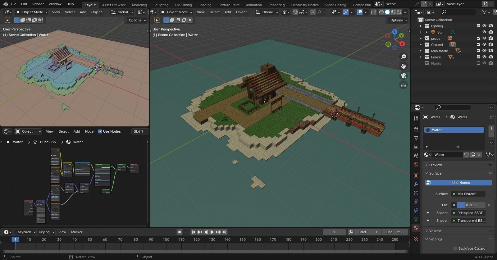Minecraft island Low-poly 3D model_1