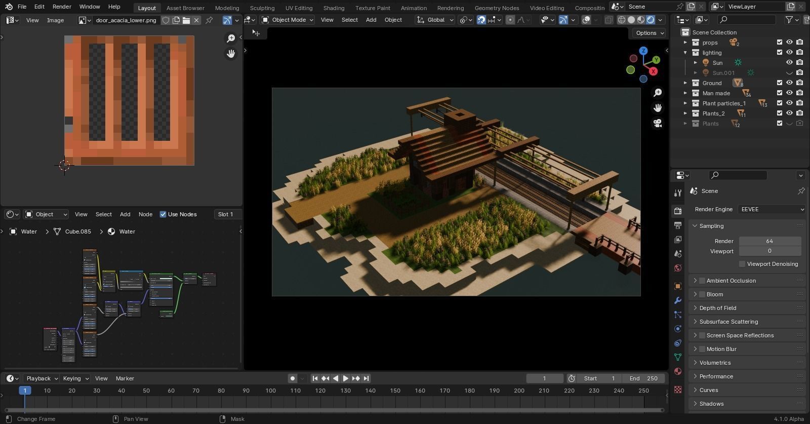 Minecraft island Low-poly 3D model_2