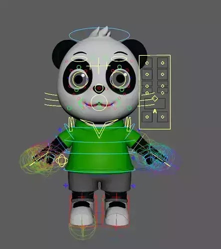 Panda cartoon rigg Low-poly 3D model