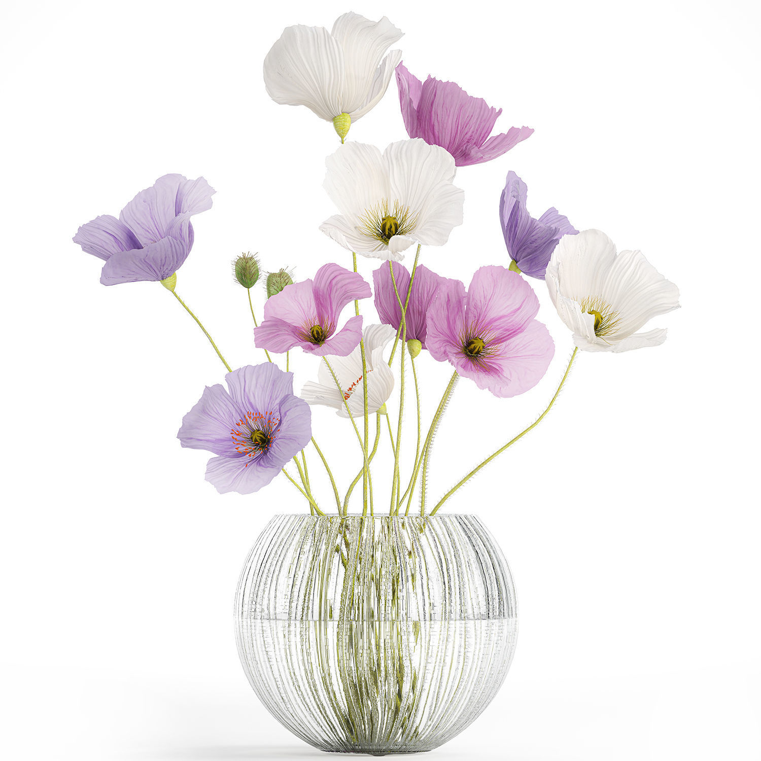 Collection of flower bouquets and vase set of 36 pieces 3D model_12