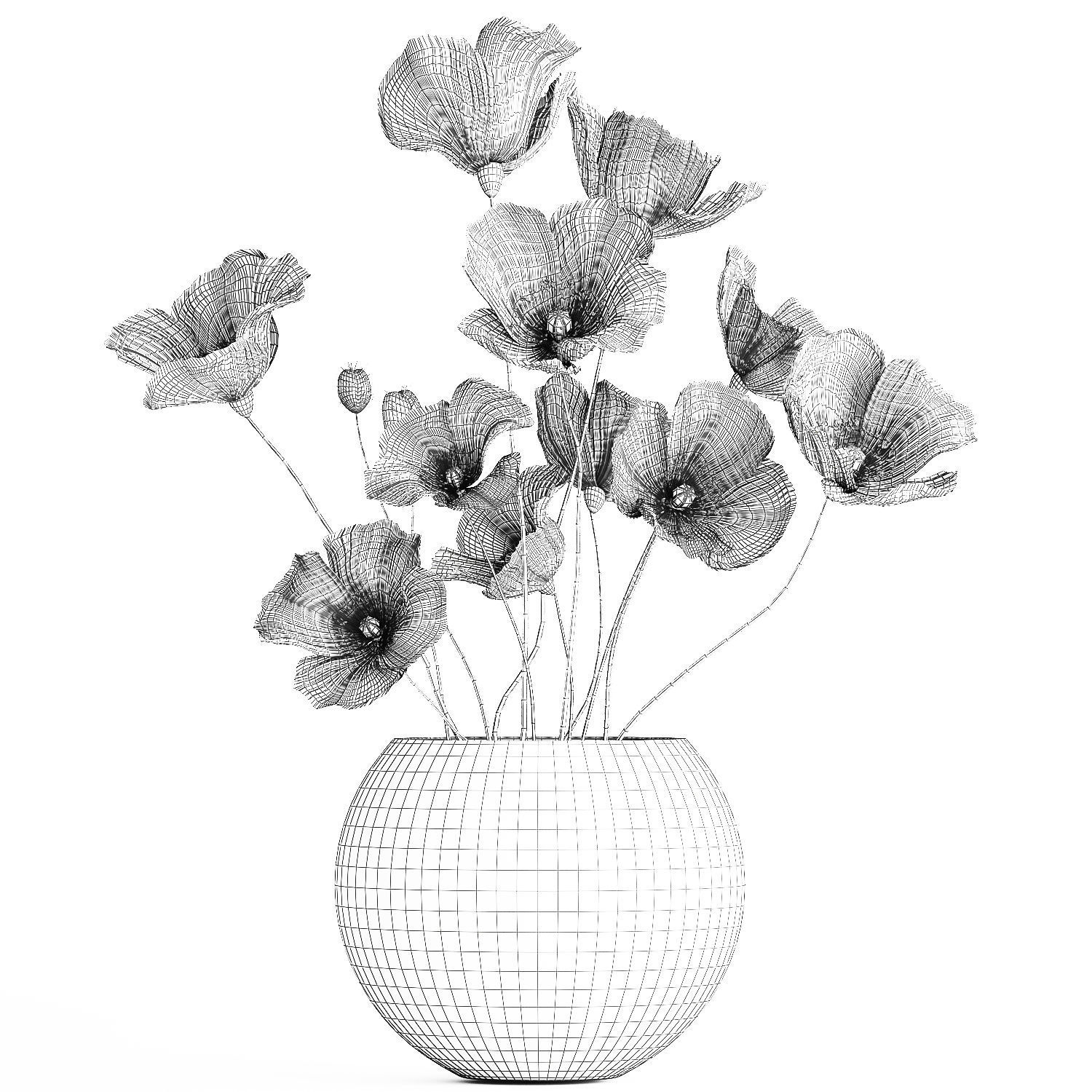 Collection of flower bouquets and vase set of 36 pieces 3D model_27