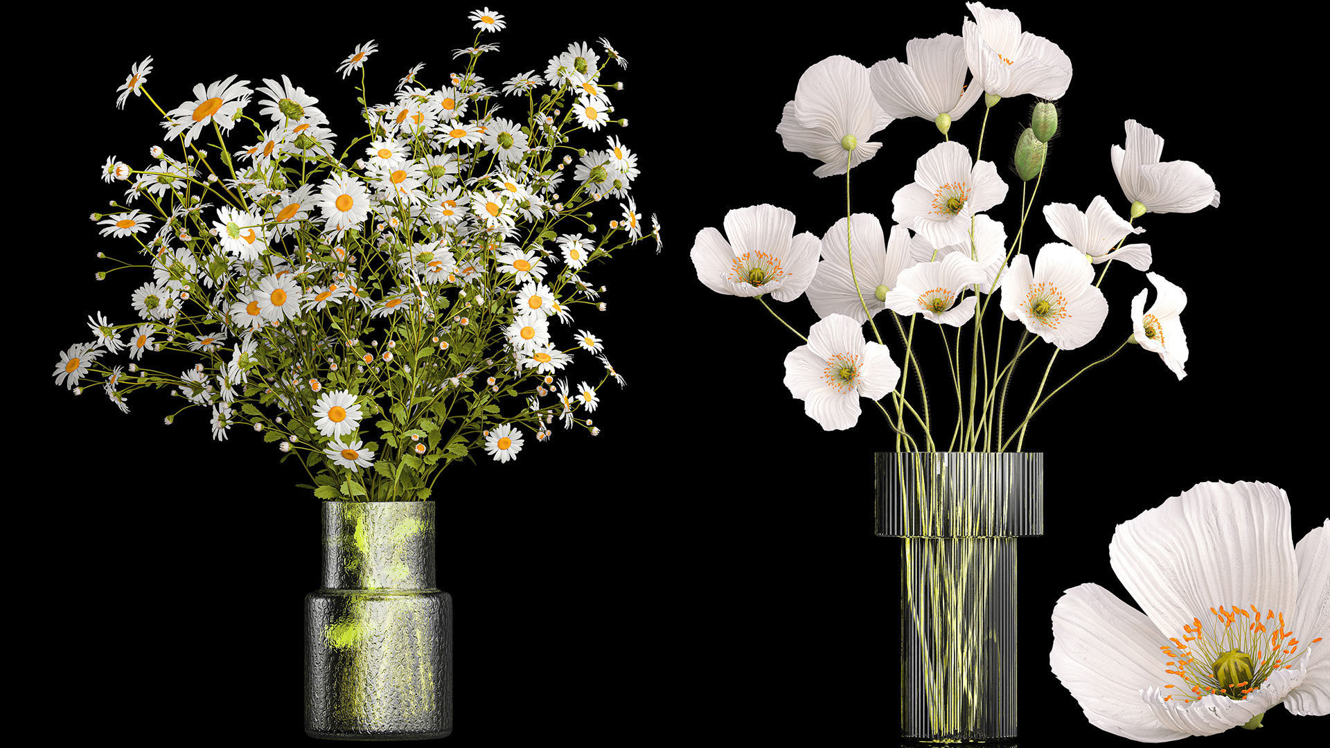 Collection of flower bouquets and vase set of 36 pieces 3D model_6