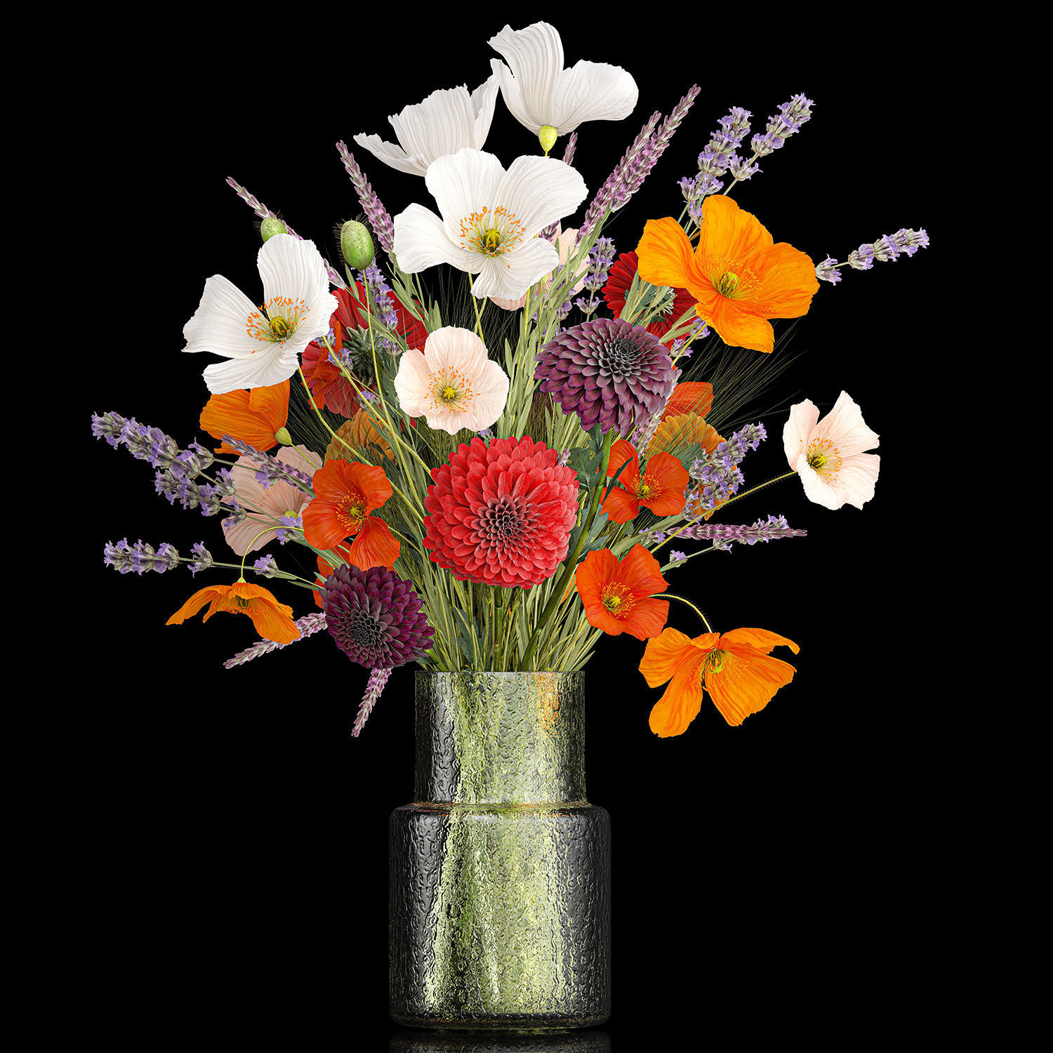 Collection of flower bouquets and vase set of 36 pieces 3D model_24