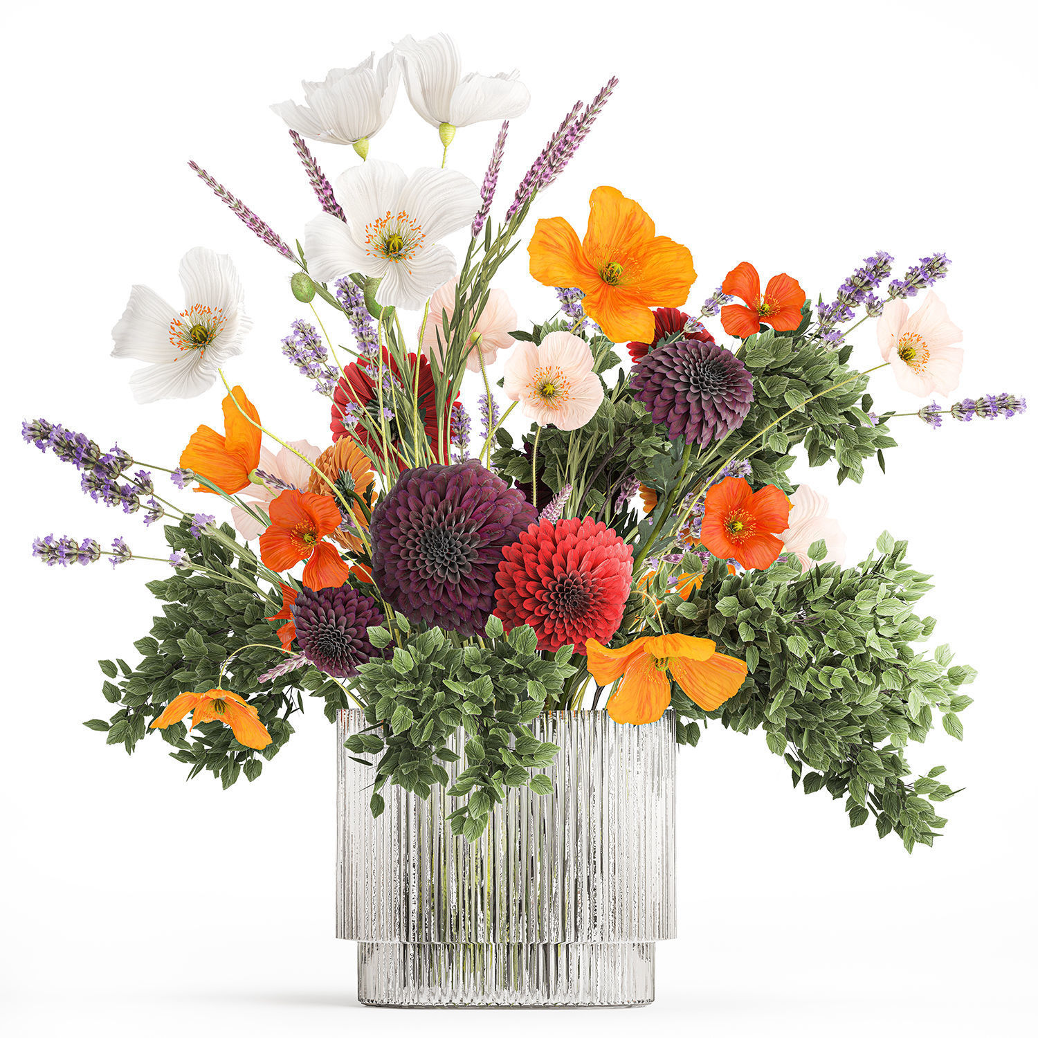 Collection of flower bouquets and vase set of 36 pieces 3D model_11