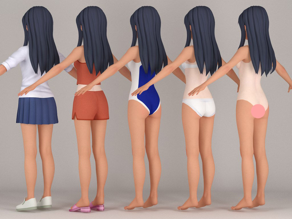 T pose nonrigged model of Nagatoro Hayase anime girl 3D model_5
