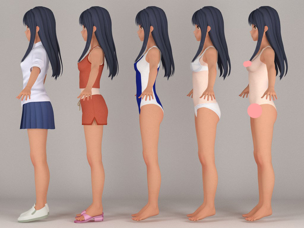 T pose nonrigged model of Nagatoro Hayase anime girl 3D model_4