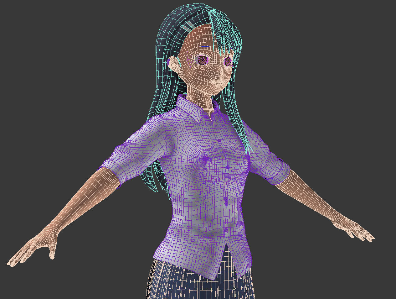 T pose rigged model of Nagatoro Hayase anime girl 3D model_9