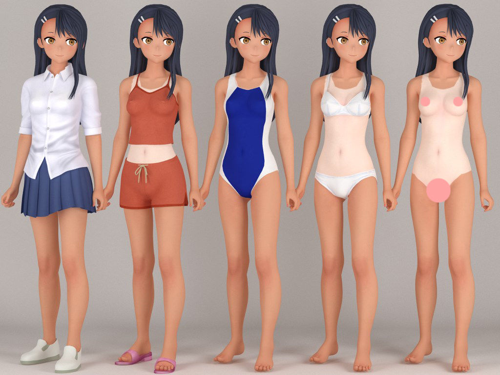 T pose rigged model of Nagatoro Hayase anime girl 3D model_1