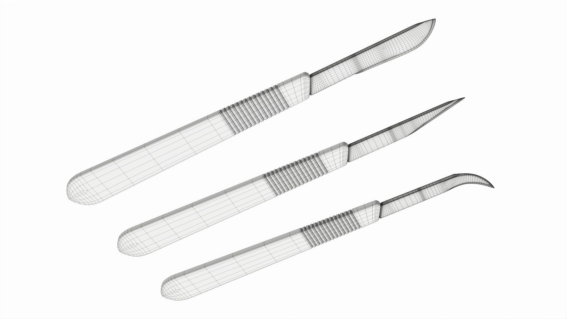 Scalpel handle and blade 3D model_6