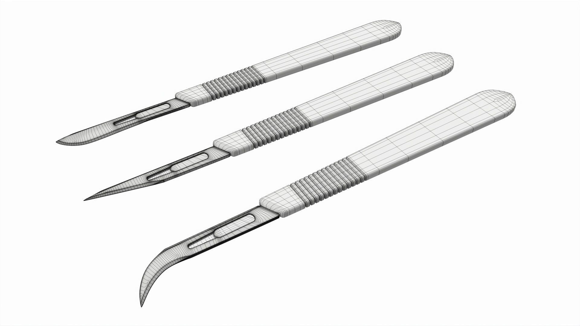 Scalpel handle and blade 3D model_5