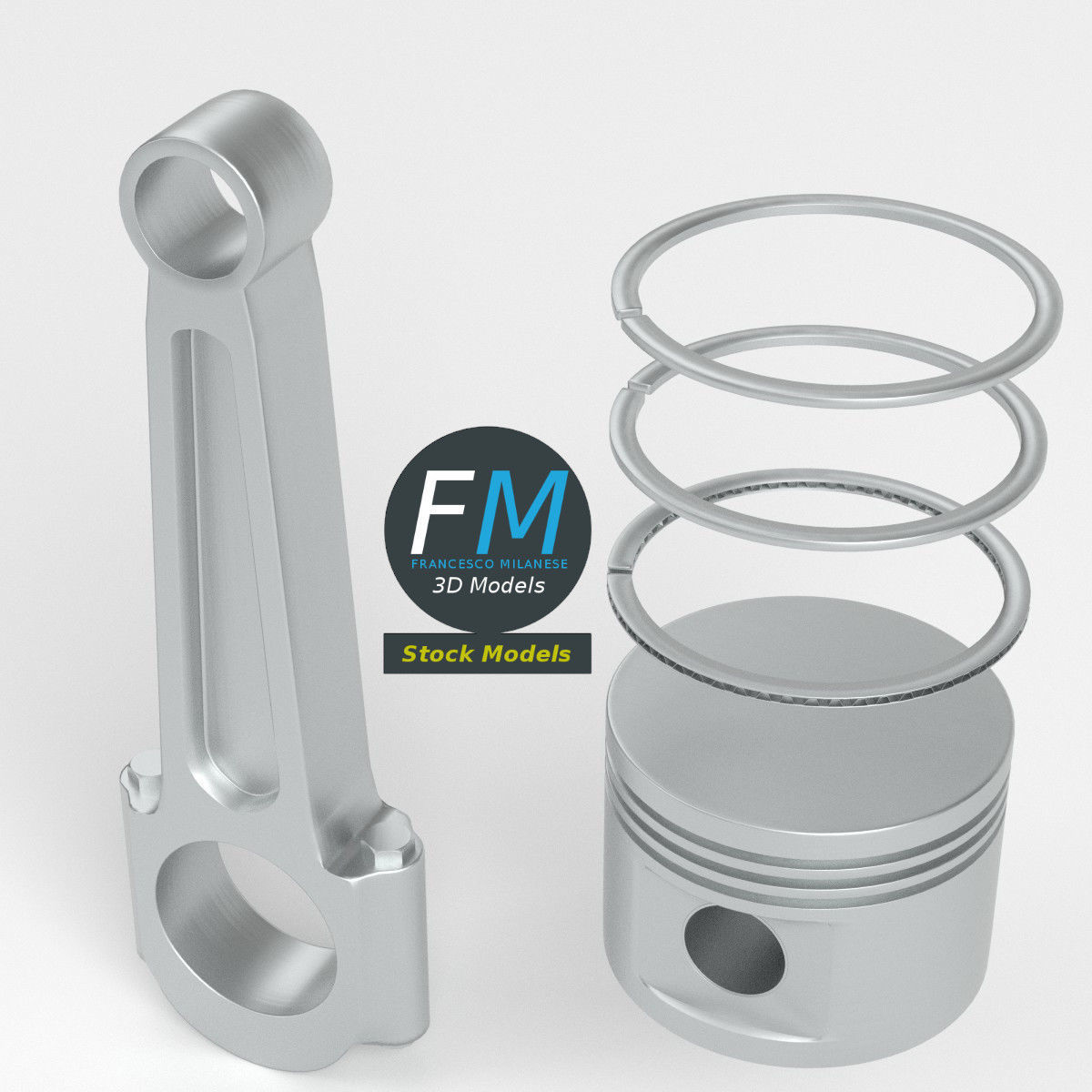 Engine piston 3D model_2
