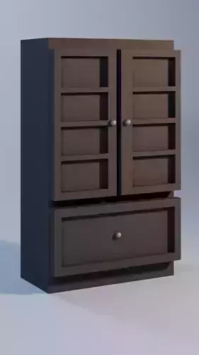 Wardrobe Closet in low poly 