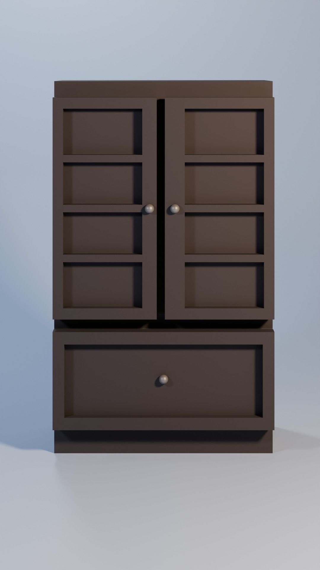 Wardrobe Closet in low poly  Free low-poly 3D model_1