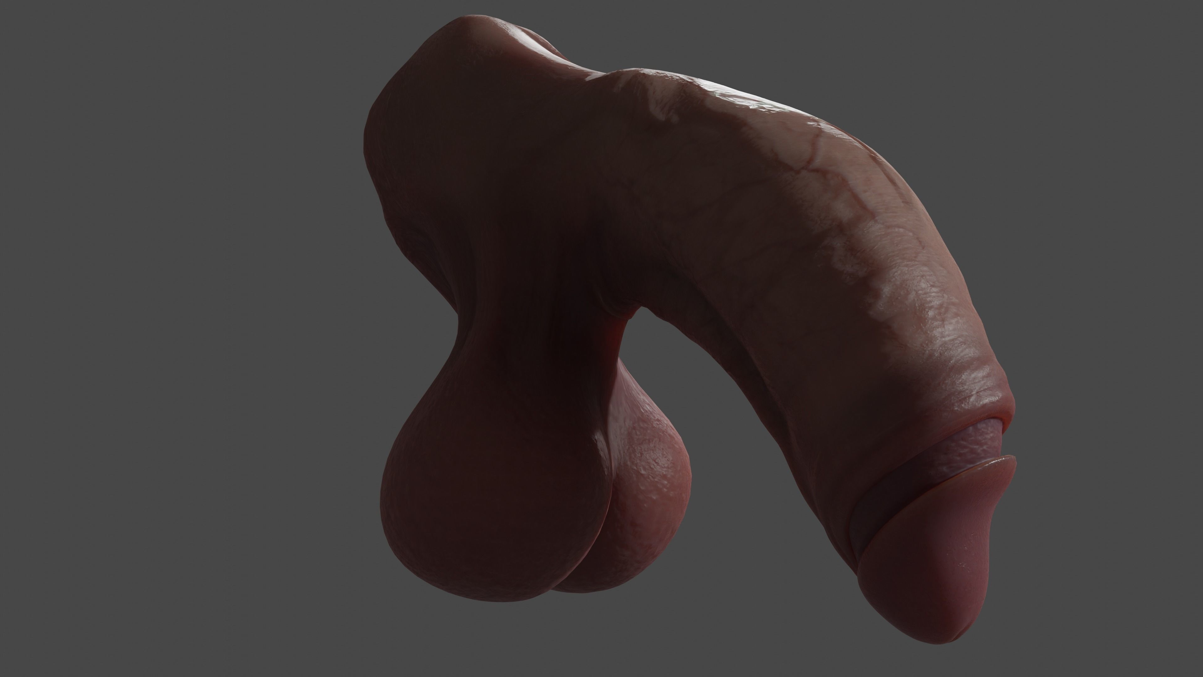 Thick Penis and Balls Lowpoly Rigged Low-poly 3D model_7
