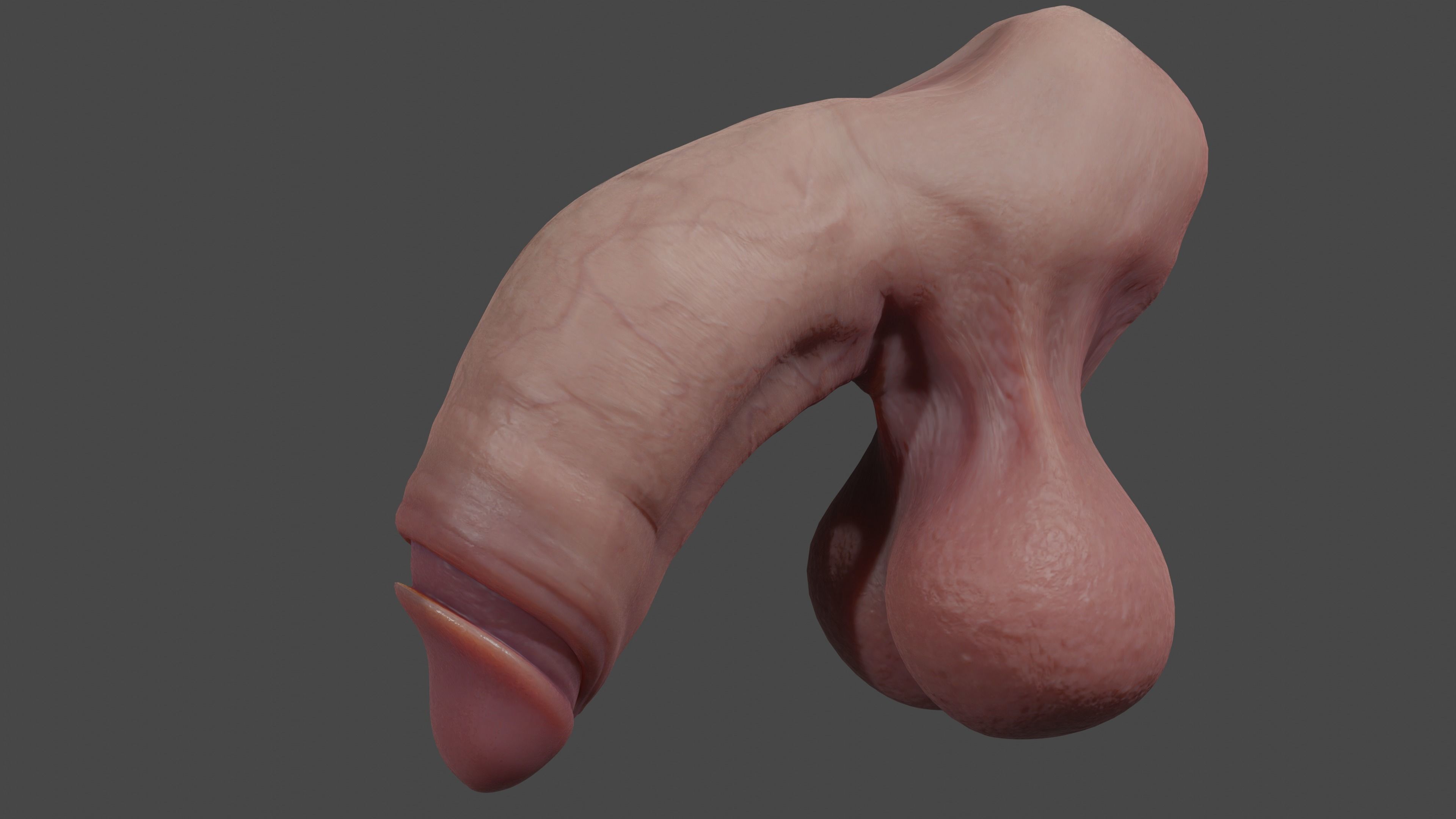 Thick Penis and Balls Lowpoly Rigged Low-poly 3D model_2