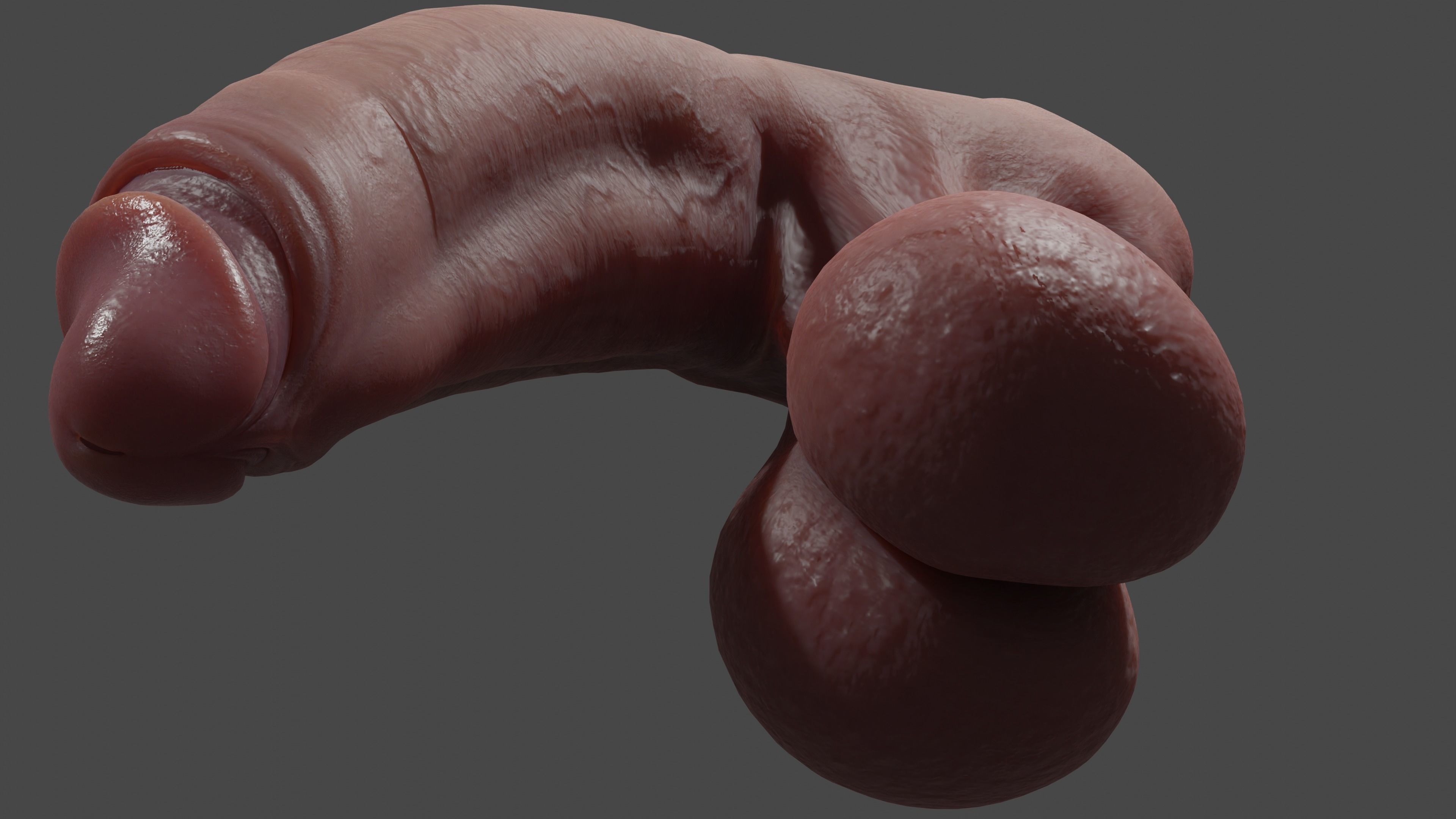 Thick Penis and Balls Lowpoly Rigged Low-poly 3D model_3