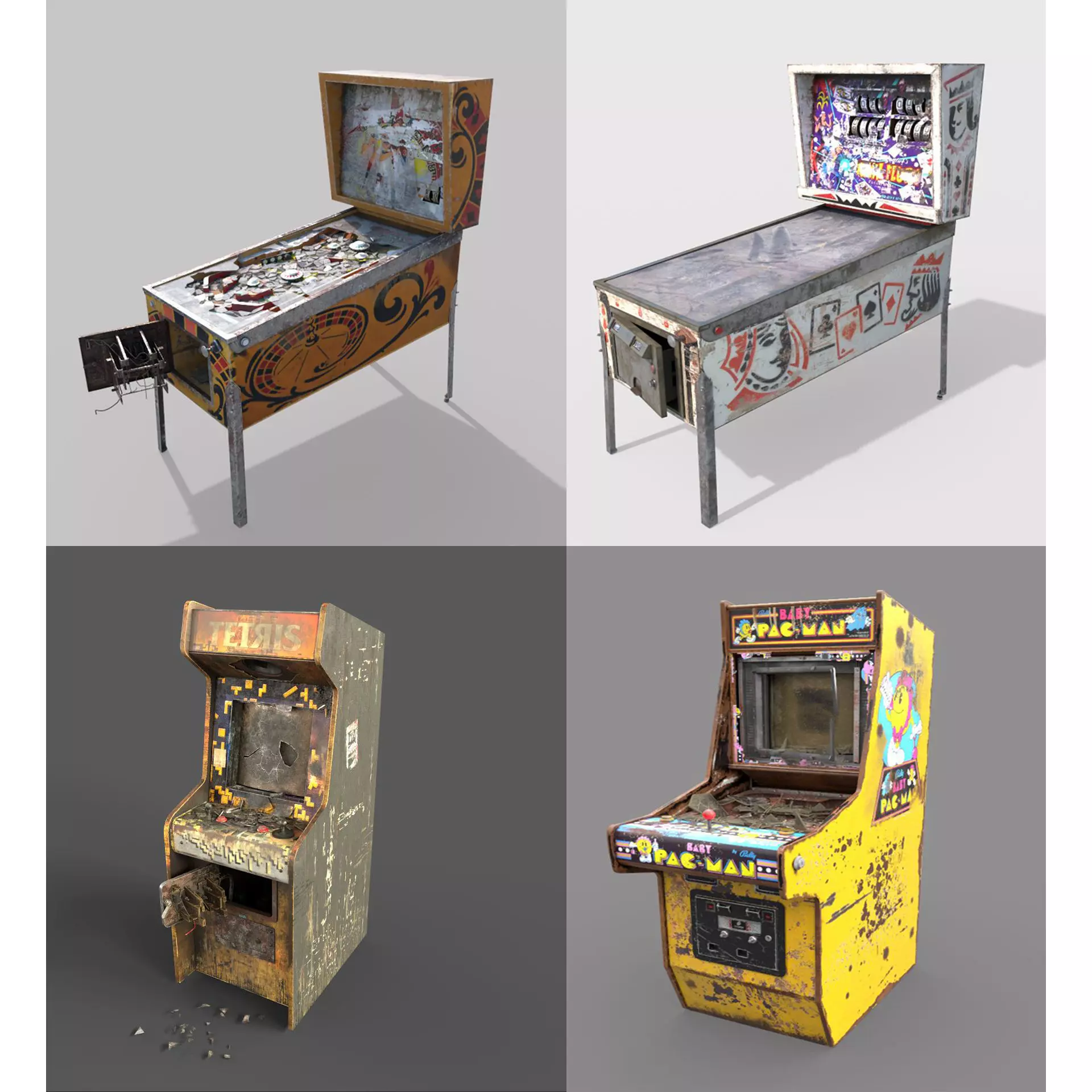 Abandoned Arcade and Pinbal Machines 3D Model Collection_0