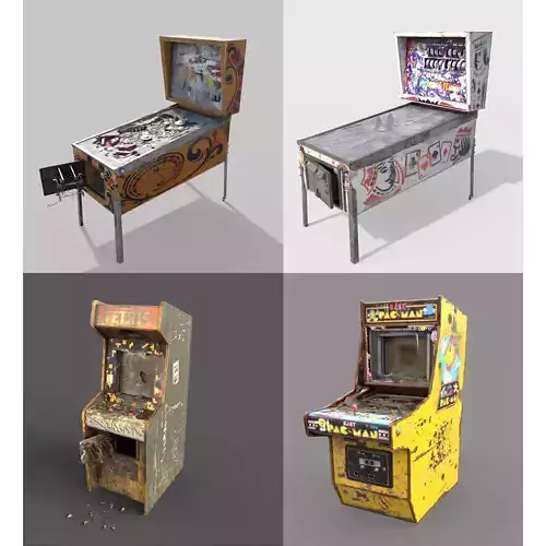 Abandoned Arcade and Pinbal Machines 3D Model Collection