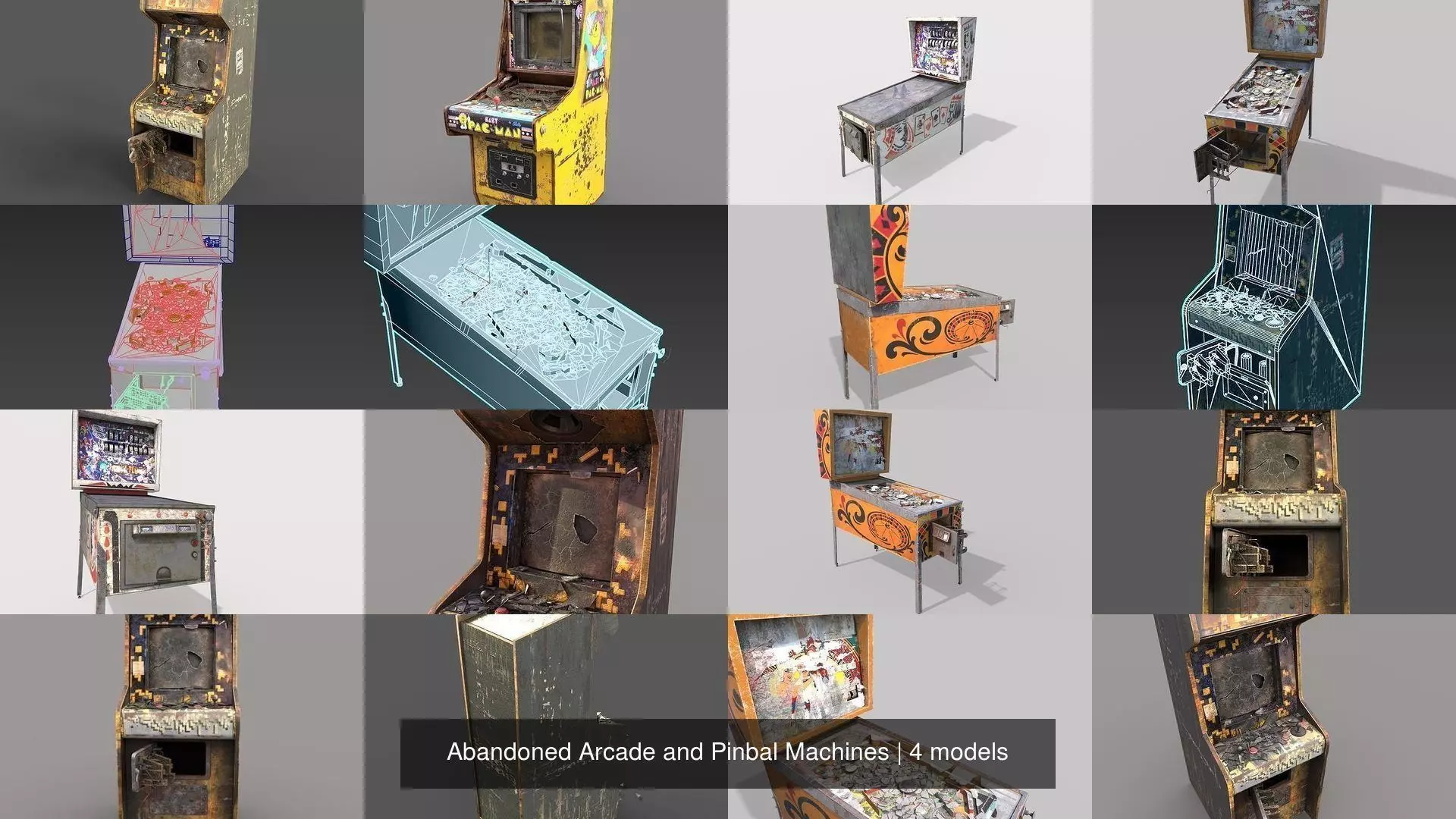 Abandoned Arcade and Pinbal Machines 3D Model Collection_1