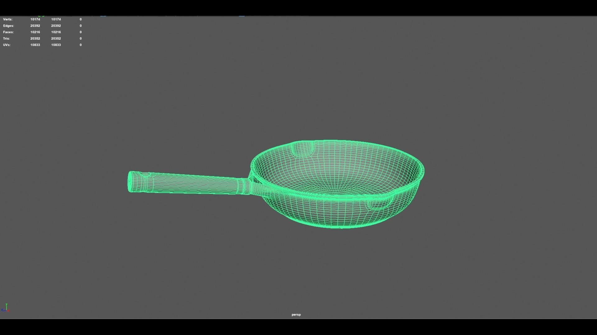 FryPan and Iron Wok with Wooden Handle for Kitchen  Low-poly 3D model_9