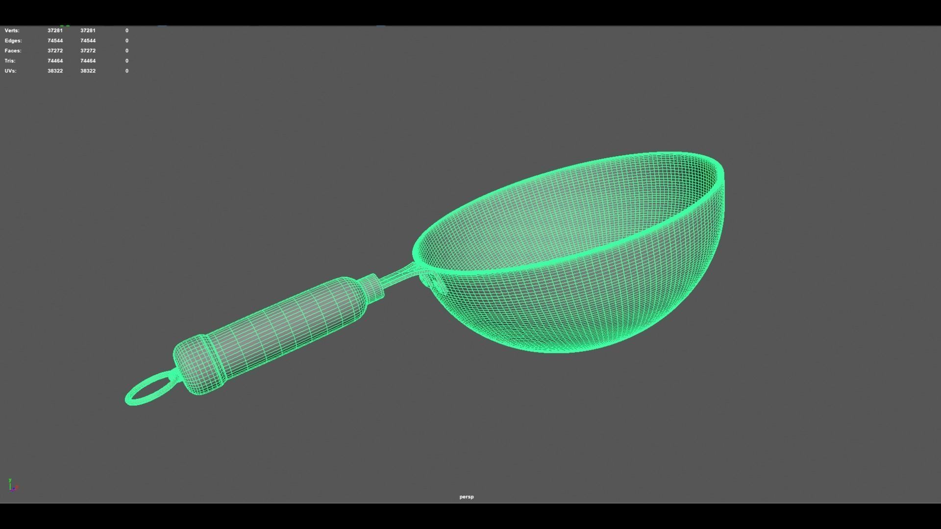 FryPan and Iron Wok with Wooden Handle for Kitchen  Low-poly 3D model_11