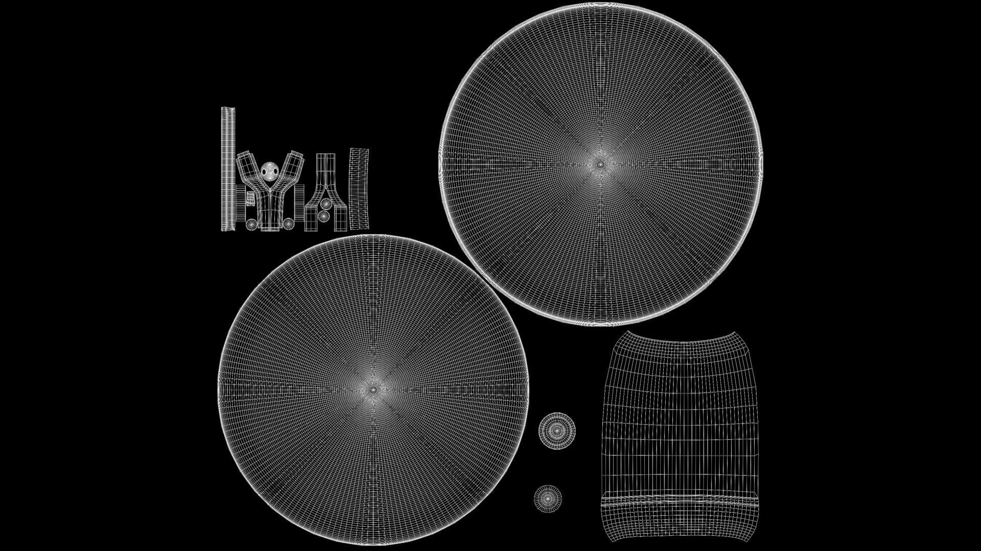 FryPan and Iron Wok with Wooden Handle for Kitchen  Low-poly 3D model_8