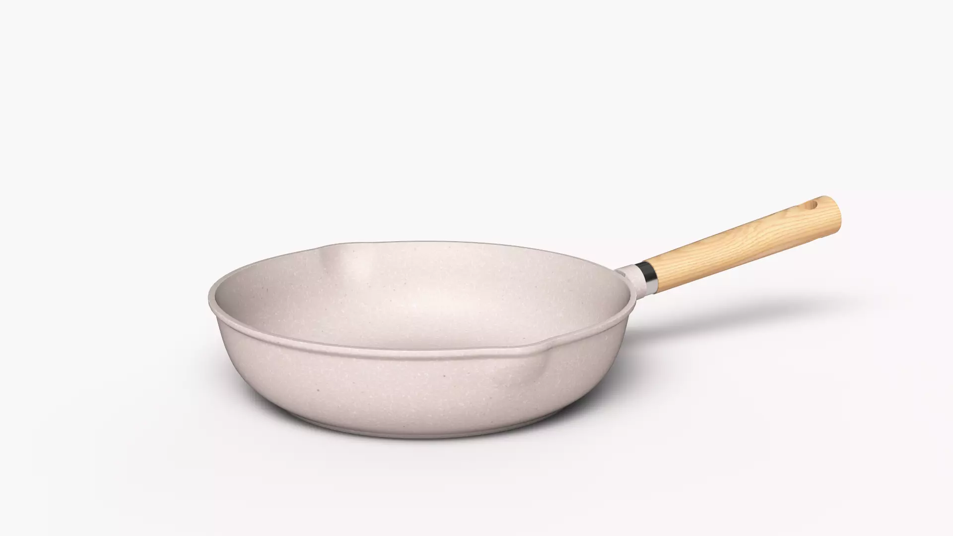 FryPan and Iron Wok with Wooden Handle for Kitchen  Low-poly 3D model_0