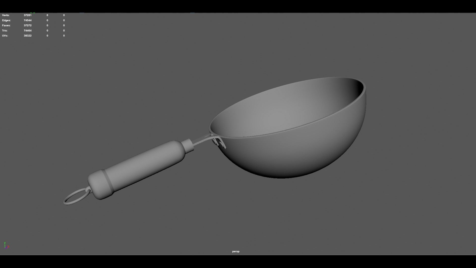 FryPan and Iron Wok with Wooden Handle for Kitchen  Low-poly 3D model_12