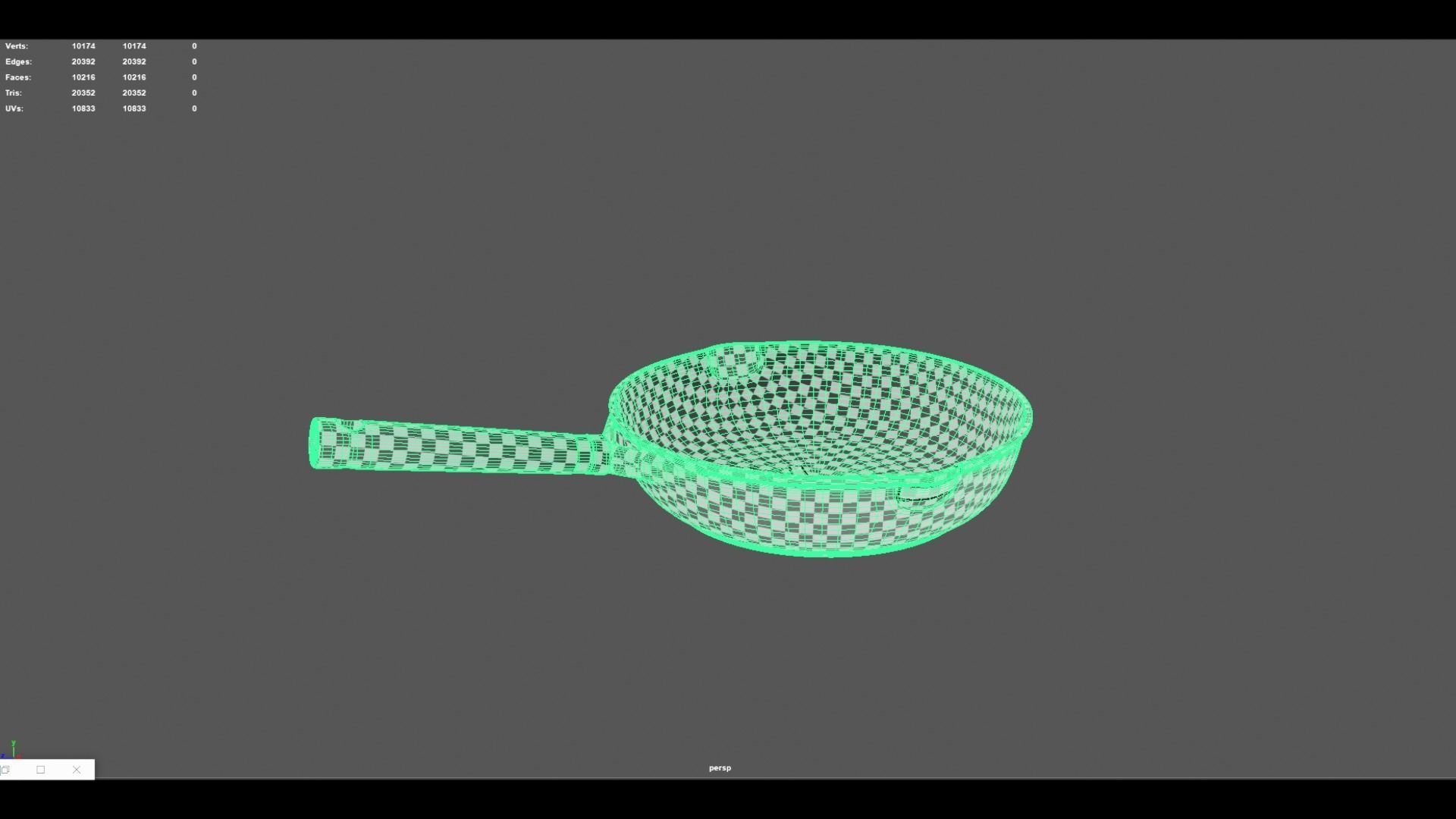 FryPan and Iron Wok with Wooden Handle for Kitchen  Low-poly 3D model_10