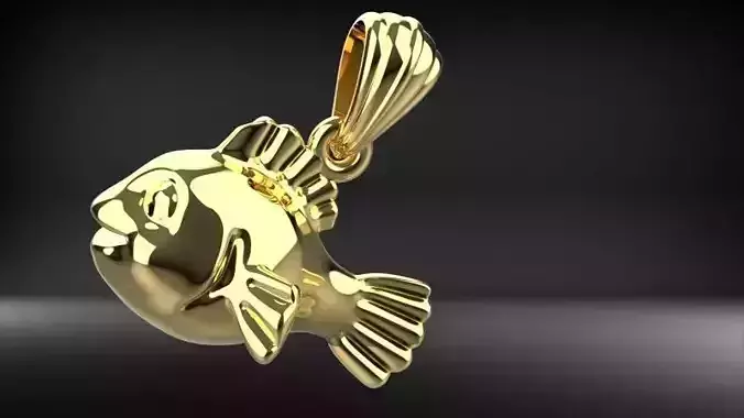 Happy Fish Pendant Charm Bracelet Jewelry Necklace  3D print model