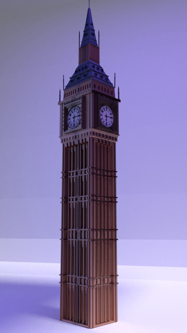 Big Ben London Low-poly 3D model_1
