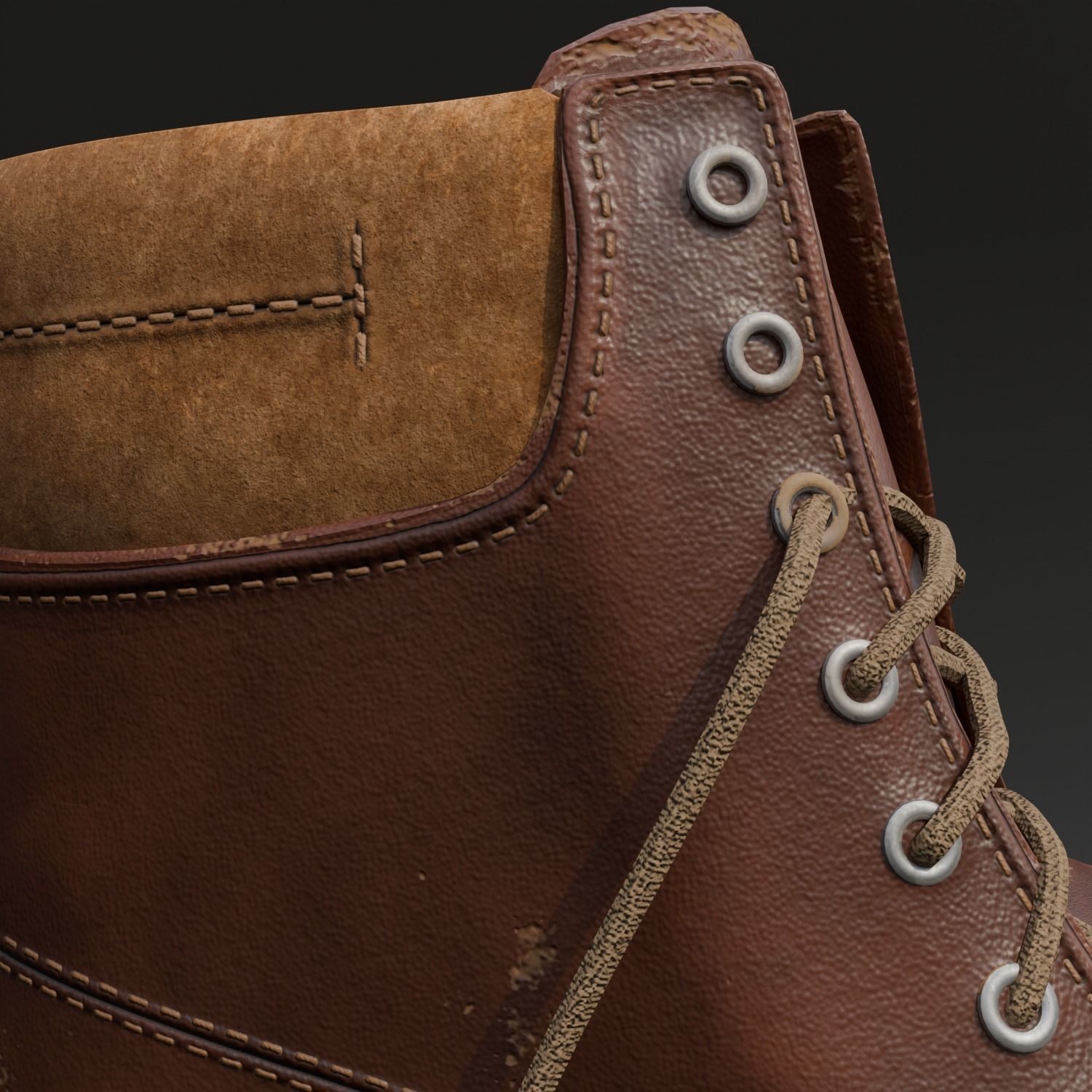 Leather Boots Low-poly 3D model_4