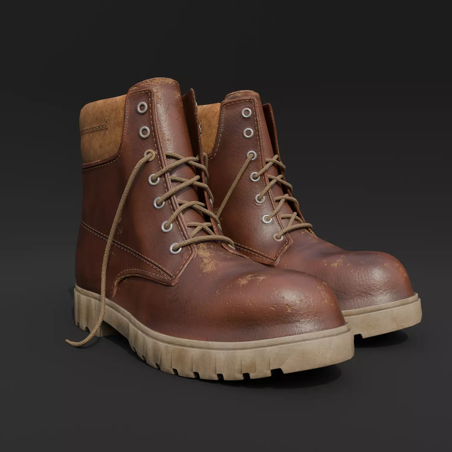 Leather Boots Low-poly 3D model_0