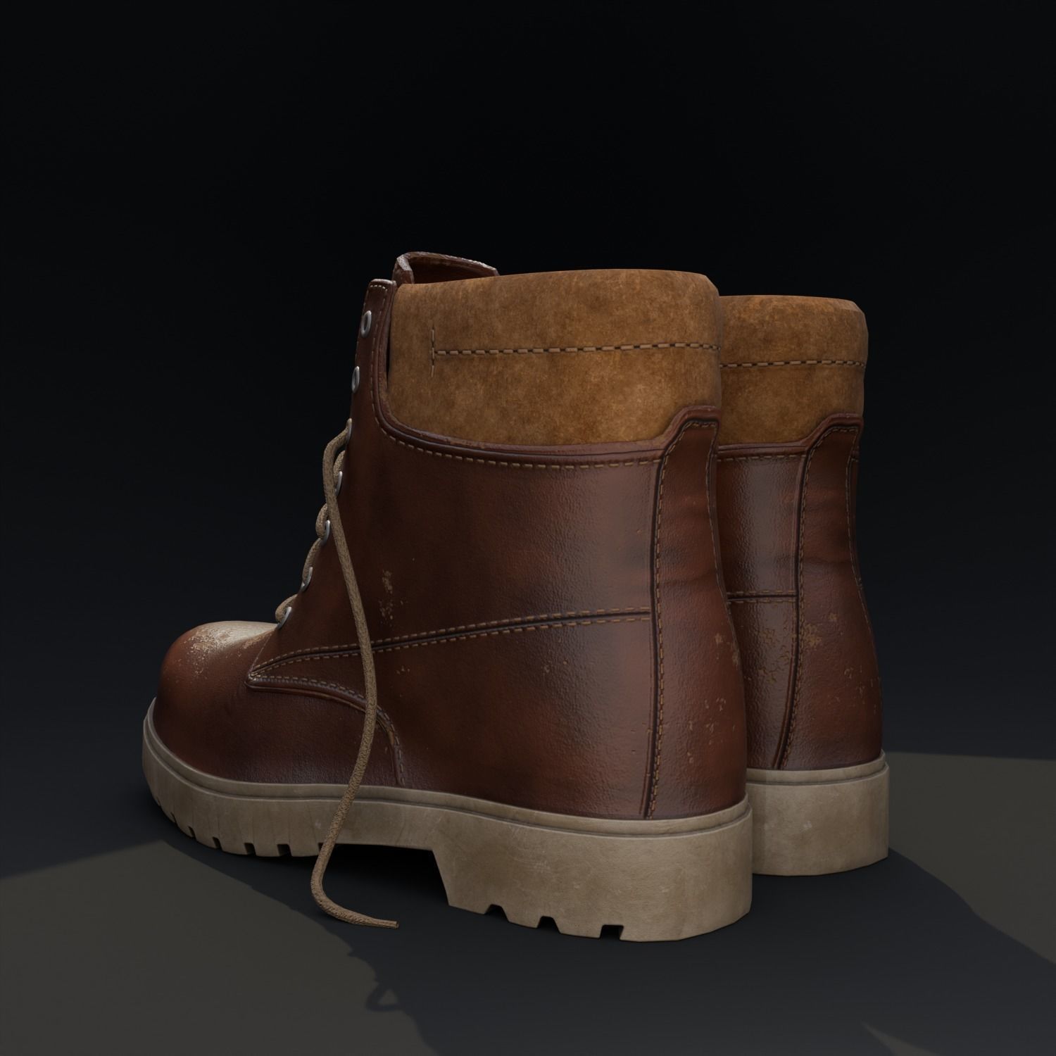 Leather Boots Low-poly 3D model_1