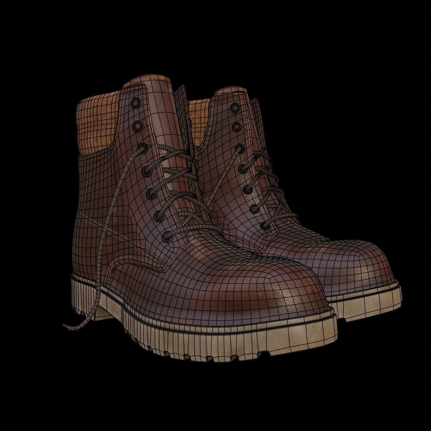 Leather Boots Low-poly 3D model_2