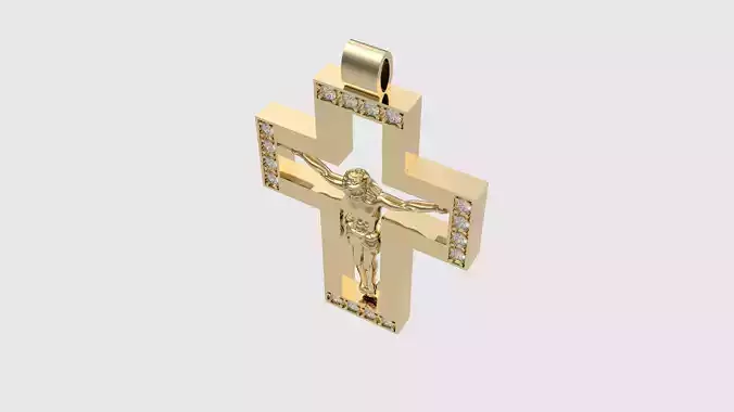 Intricate Cross Pendant with Figurative Detail JDBCo 3D print model