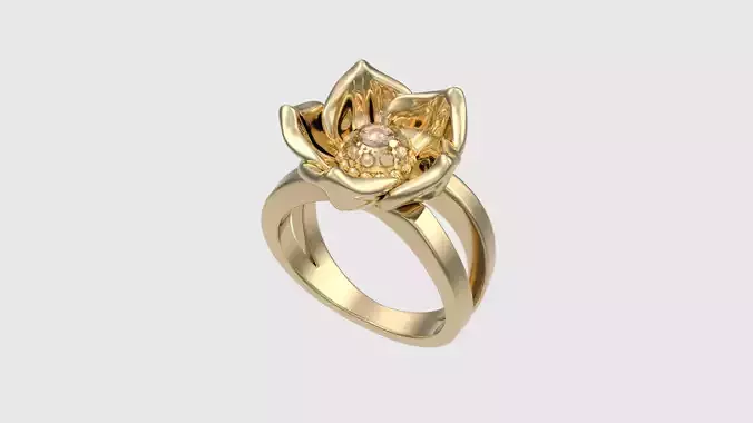 Floral-Inspired Gemstone Ring JDBCo 3D print model