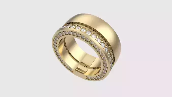 Dual Band Pave Diamond Ring JDBCo 3D print model
