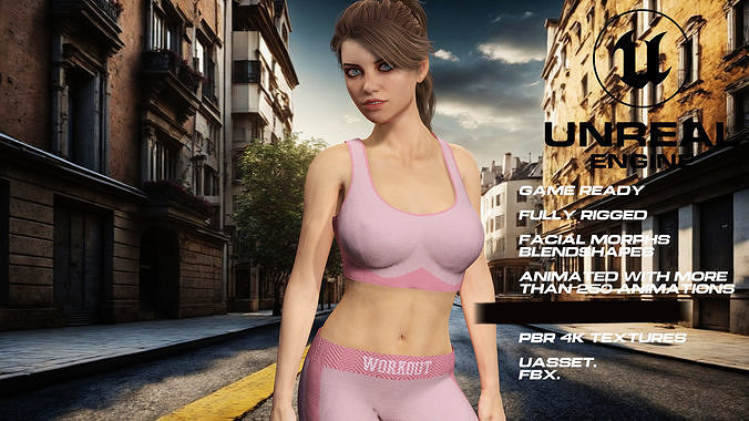 workout girl full rigged - game ready - animated Low-poly 3D model
