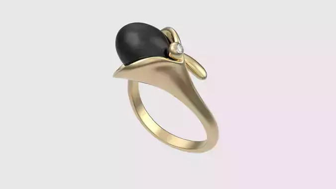 Modern Sculptural Ring with Orb Accent JDBCo 3D print model